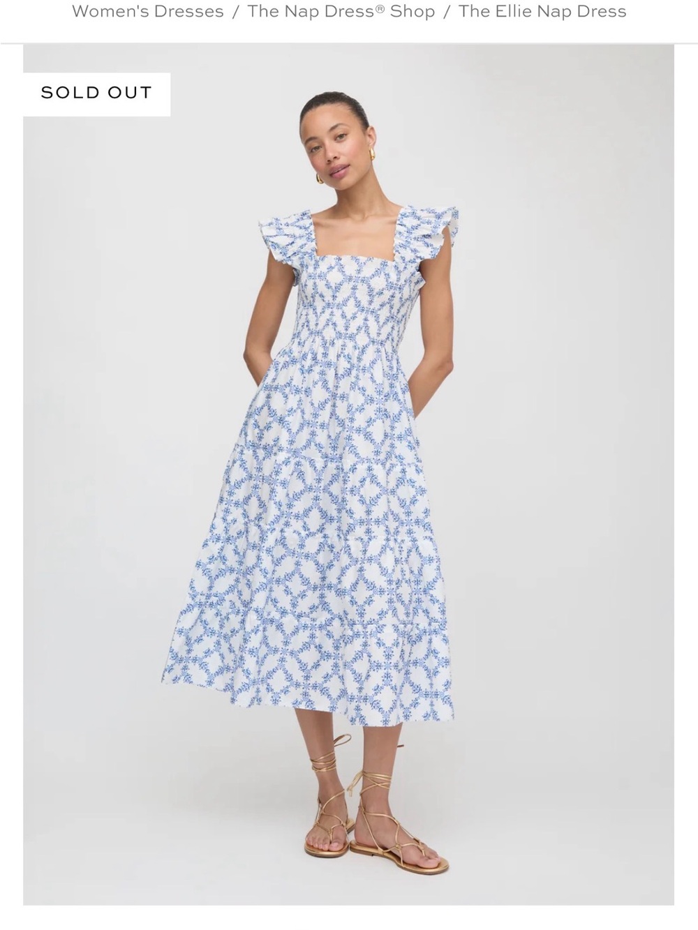 Hill House Ellie Midi Dress in White and Light Blue Floral -sealed, never opened - Picture 1 of 3